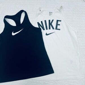 Bundle of 2 Nike tank tops- black and white, size medium